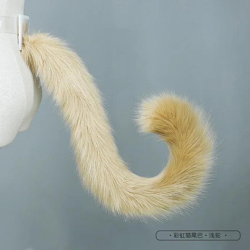 Plush Cat Tails Kawaii Women Cosplay Costume Props Animal Rainbow Faux Fur Cat Tail JK Girl Party Halloween Role Play Props New Free Size