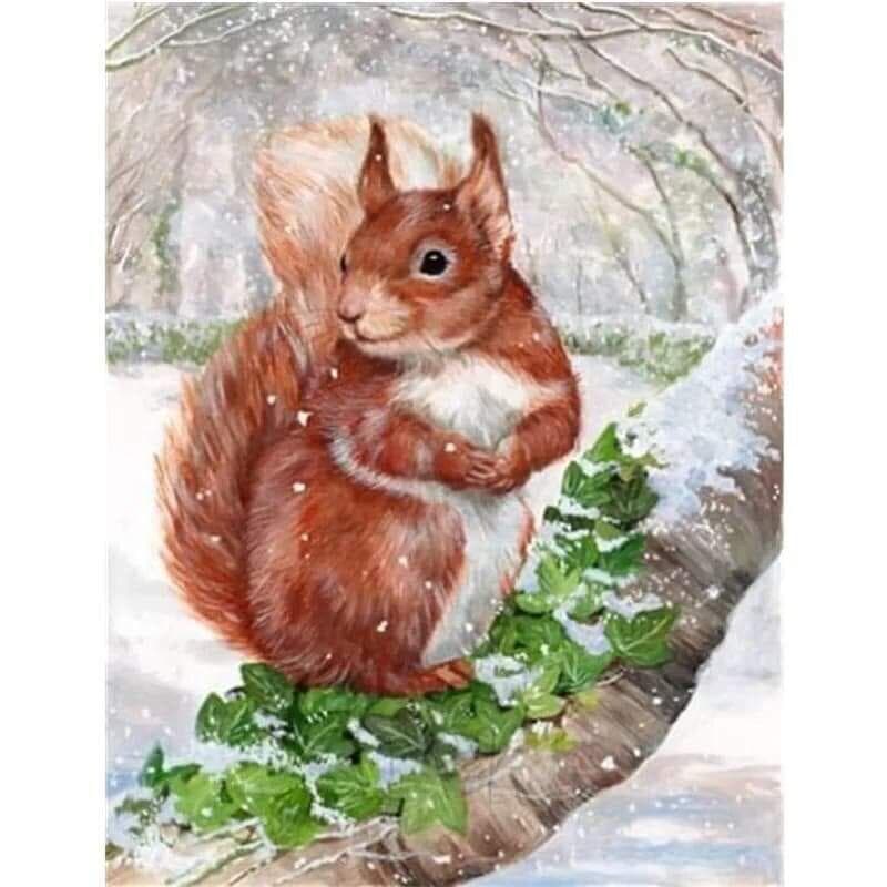 Round Diamond 5D DIY Diamond Painting Squirrel Cross Stitch Crystal Embroidery 20X30CM