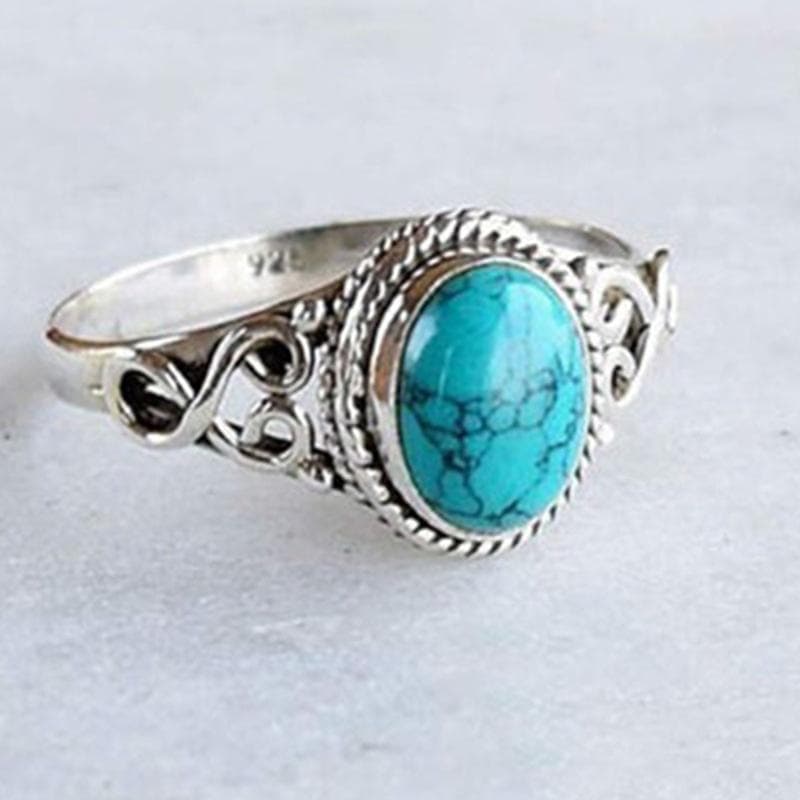 New Fashion Vintage Natural Turquoise Ring Wedding Engagement Wedding Ring Jewelry Birthday Party Anniversary Gift 6