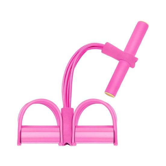 Sit-up Pedal Puller Resistance Band with Handle Multifunction 4/6-Tube Elastic Yoga Pull Rope Men Women Pedal Tensioner Exerciser Workout Equipment 4pcs pink