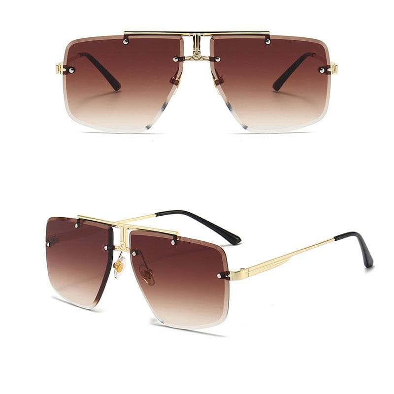 Fashion Frameless Cool Men Driving Glasses Summer Gradient Sunglasses Vintage Pilot Punk Oculos De Sol Adult