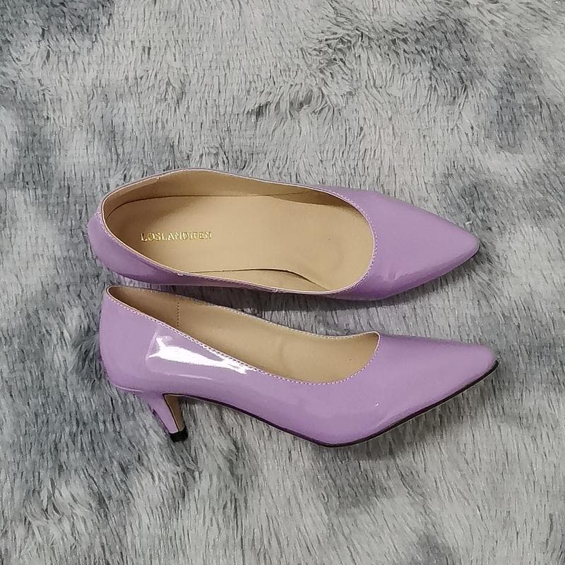 Classic Sexy Pointed Low Med Kitten Heels Women Pumps Shoes Spring Brand Design Wedding Dress 37 light purple
