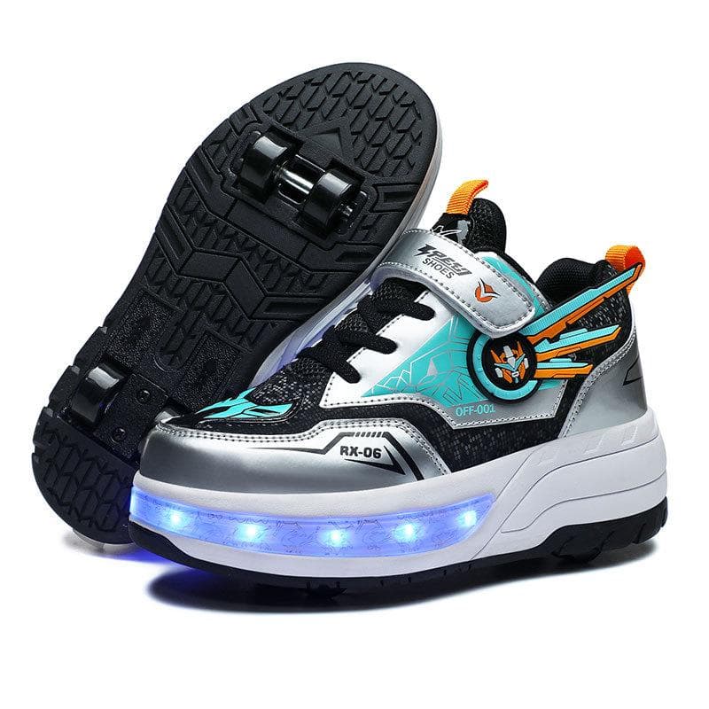 Four-wheel Runaway Shoes Children's Roller Skates Boys Luminous Wheel Shoes Girls Skates 42