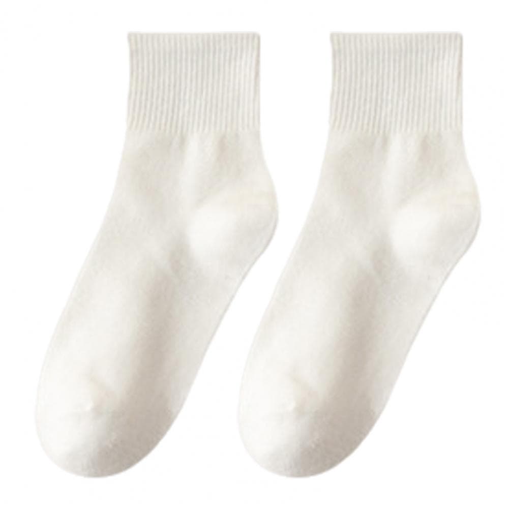 1 Pair Women Cotton Socks Mid-tube No Odor Thin Solid Color High Elasticity Anti-slip Sweat-absorption Anti-shrink Sports Four S white