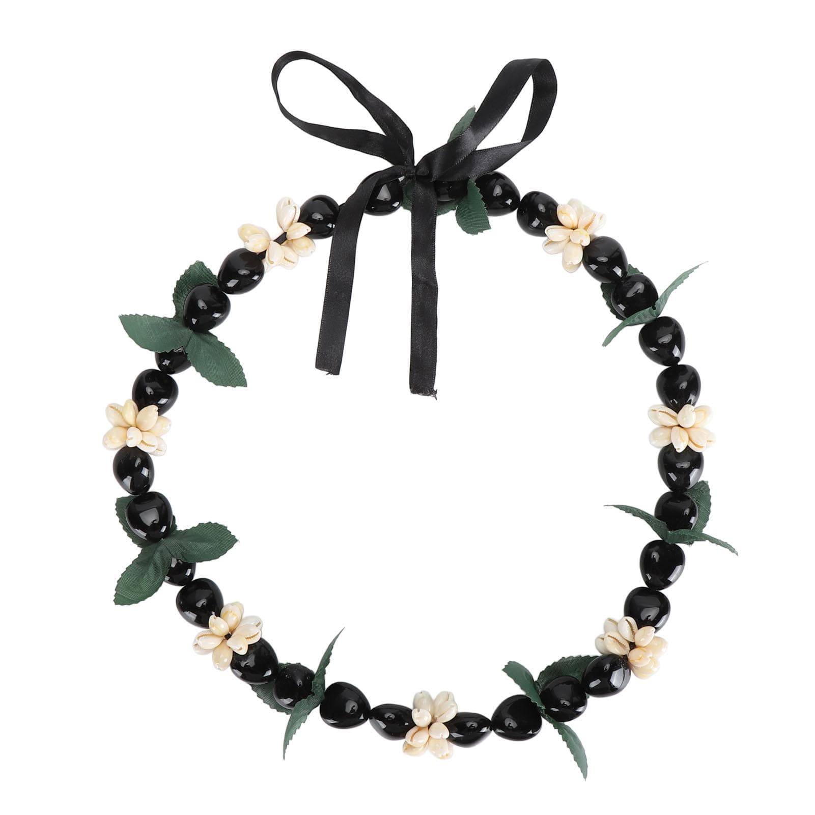 Hawaiian Kukui Nut Lei Necklace Elegant Fashionable Hand Crafted Graduation Shell Kukui Nut Lei