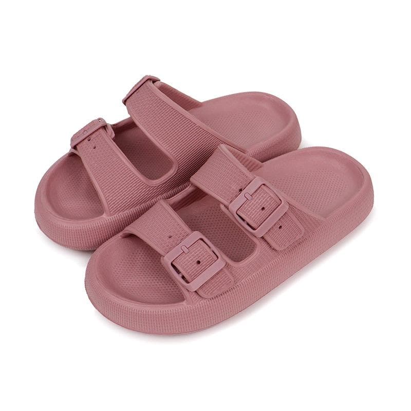 2025 Thick-Soled Double Buckle EVA Sandals: Step-On-Comfort for Couples, Women, Indoor/Outdoor Use 39-40