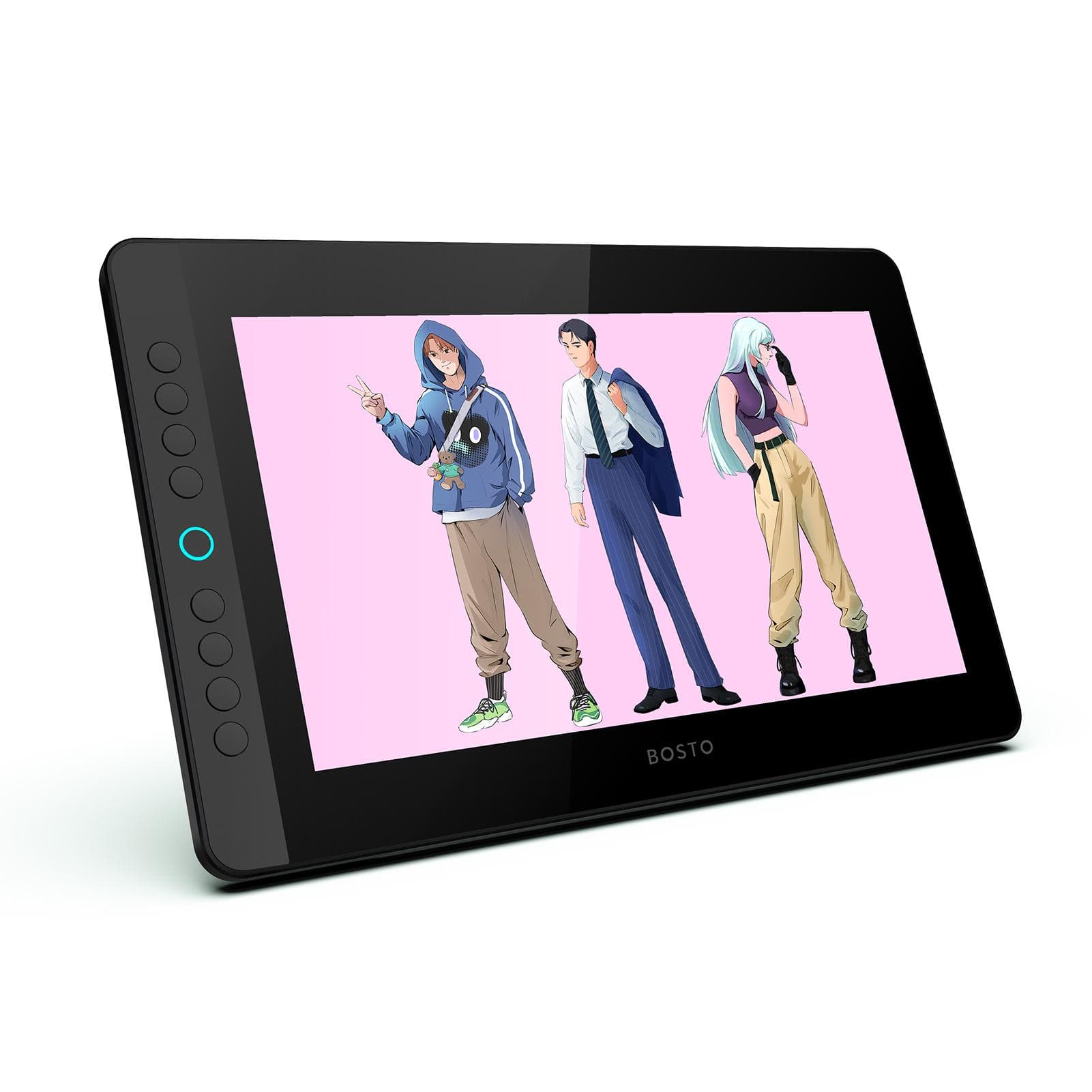 BOSTO BT-13HDK Portable Graphics Drawing Tablet 13.3 Inch H-IPS LED Screen Display Digital Art black