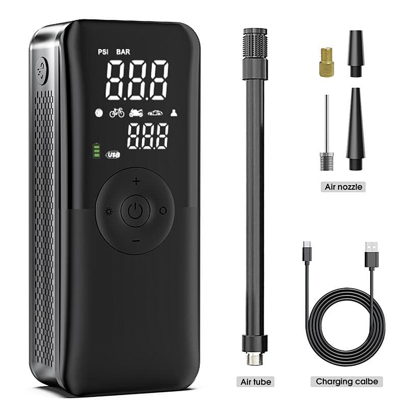 CARSUN Rechargeable Air Pump Tire Inflator Portable Compressor Digital Cordless Car Tyre Inflator For Motocycle Bicycle Balls black