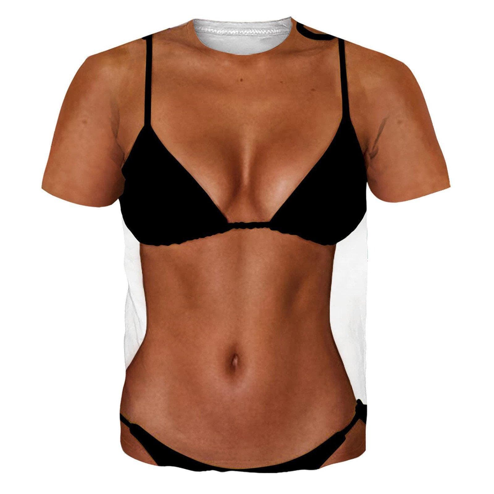 Summer Beach Creative Must-have Outfit Top Tee Personalized Realistic Bikini Pattern T-shirt 4XL