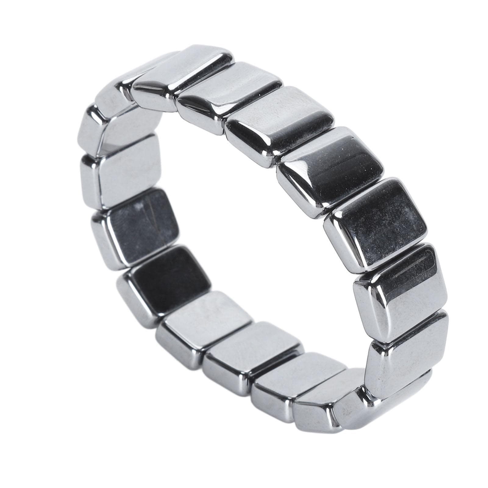 Terahertz Rectangle Bead Bracelet Energy Stone Fashion Unisex Terahertz Elastic Bracelet 0.79 X 0.79 X 1.18in