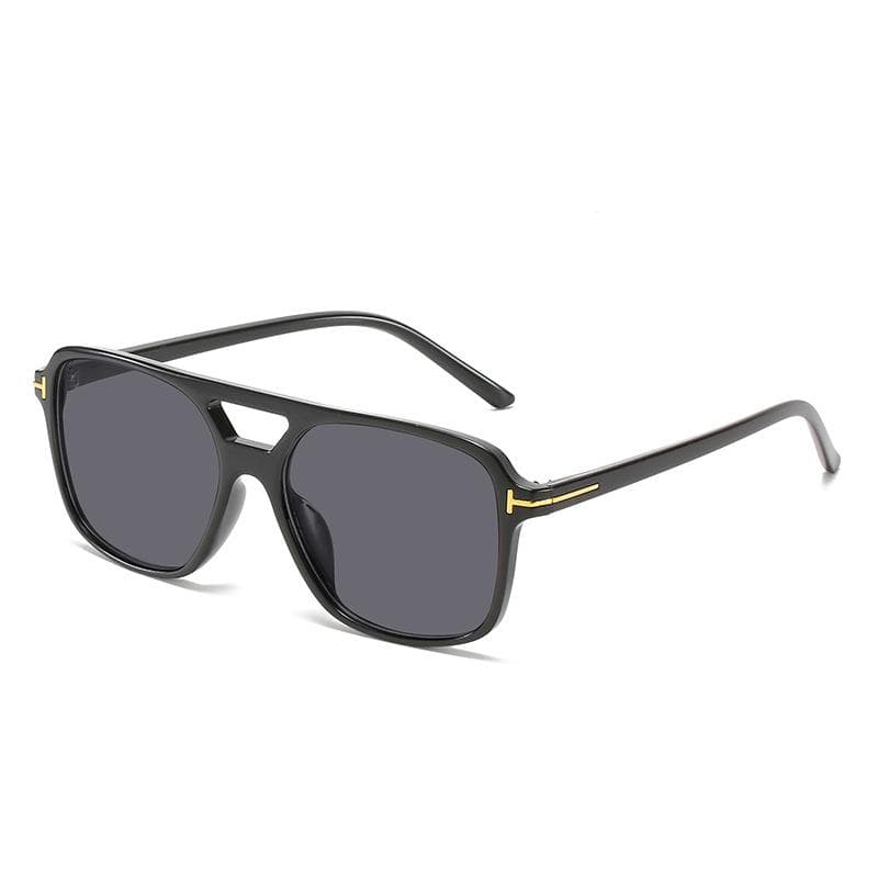 2021 new T-shaped sunglasses European and American fashion square double beam glasses refreshing black