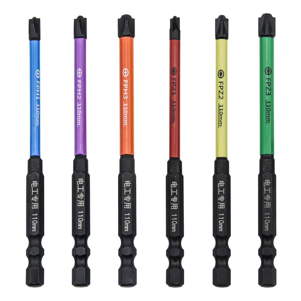 Screwdriver Bits 6 Pcs/set Alloy Steel FPH1/FPH2/FPH3/FPZ1/FPZ2/FPZ3