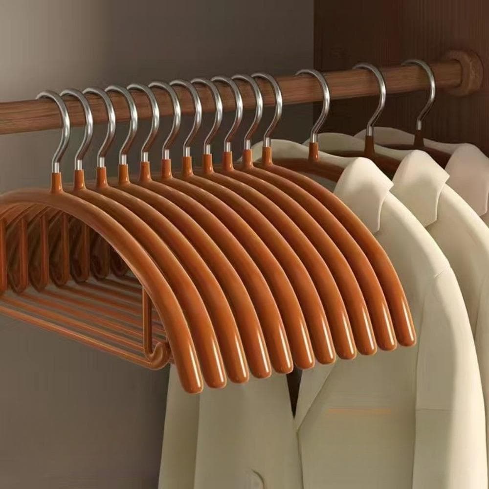Clothes Hangers, Sweater Hangers No Shoulder Bump, Duty Coat Hangers, Non Slip PVC-Coating Metal Hangers for Sweaters, Suits, Dresses, Jackets Pack of 5 gold
