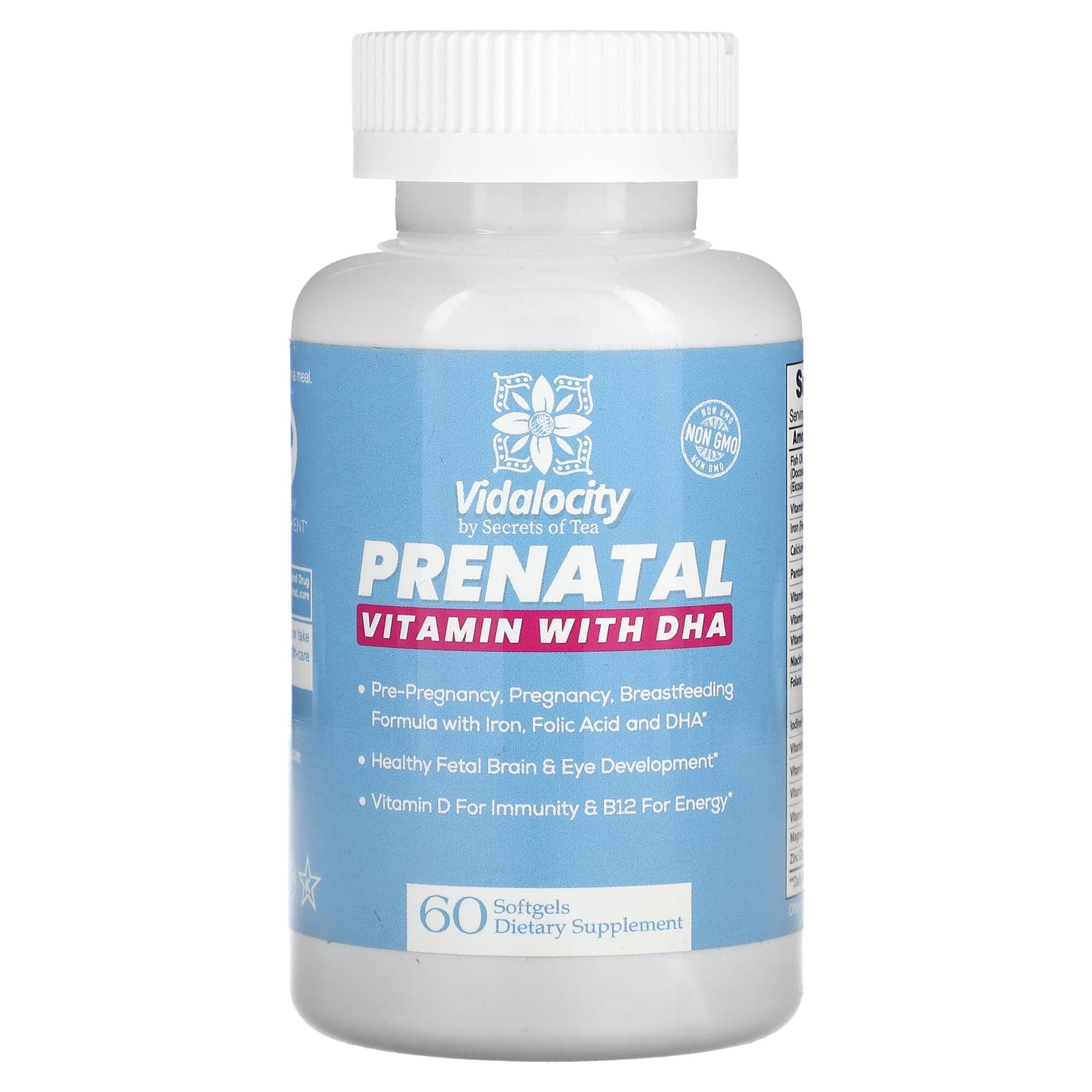 Secrets of Tea, Vidalocity, prenatal vitamins, with DHA, 60 softgels