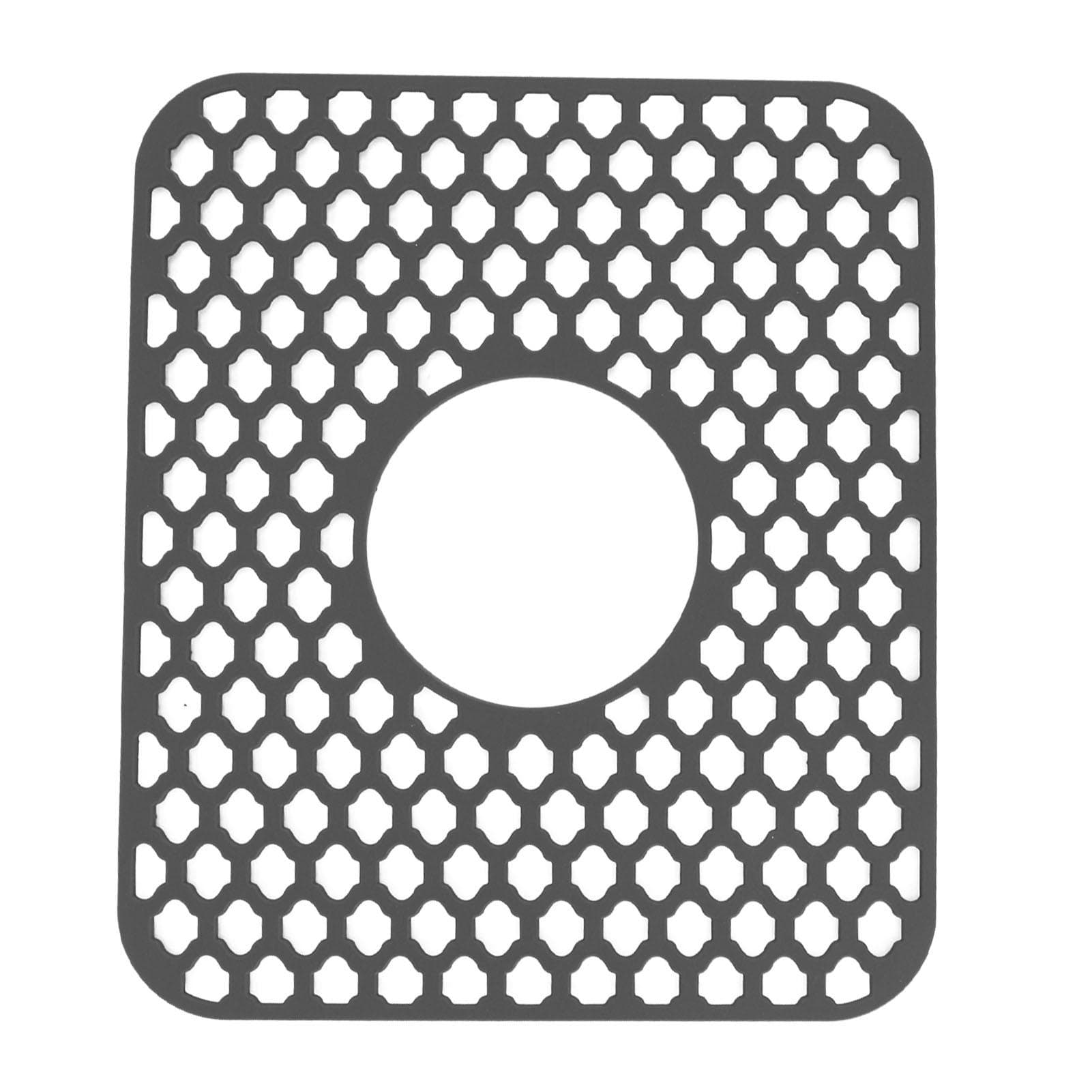 Sink Protector for Kitchen Silicone Non Slip Heat Resistant Mat for Bottom of Center Drain Sink Gray