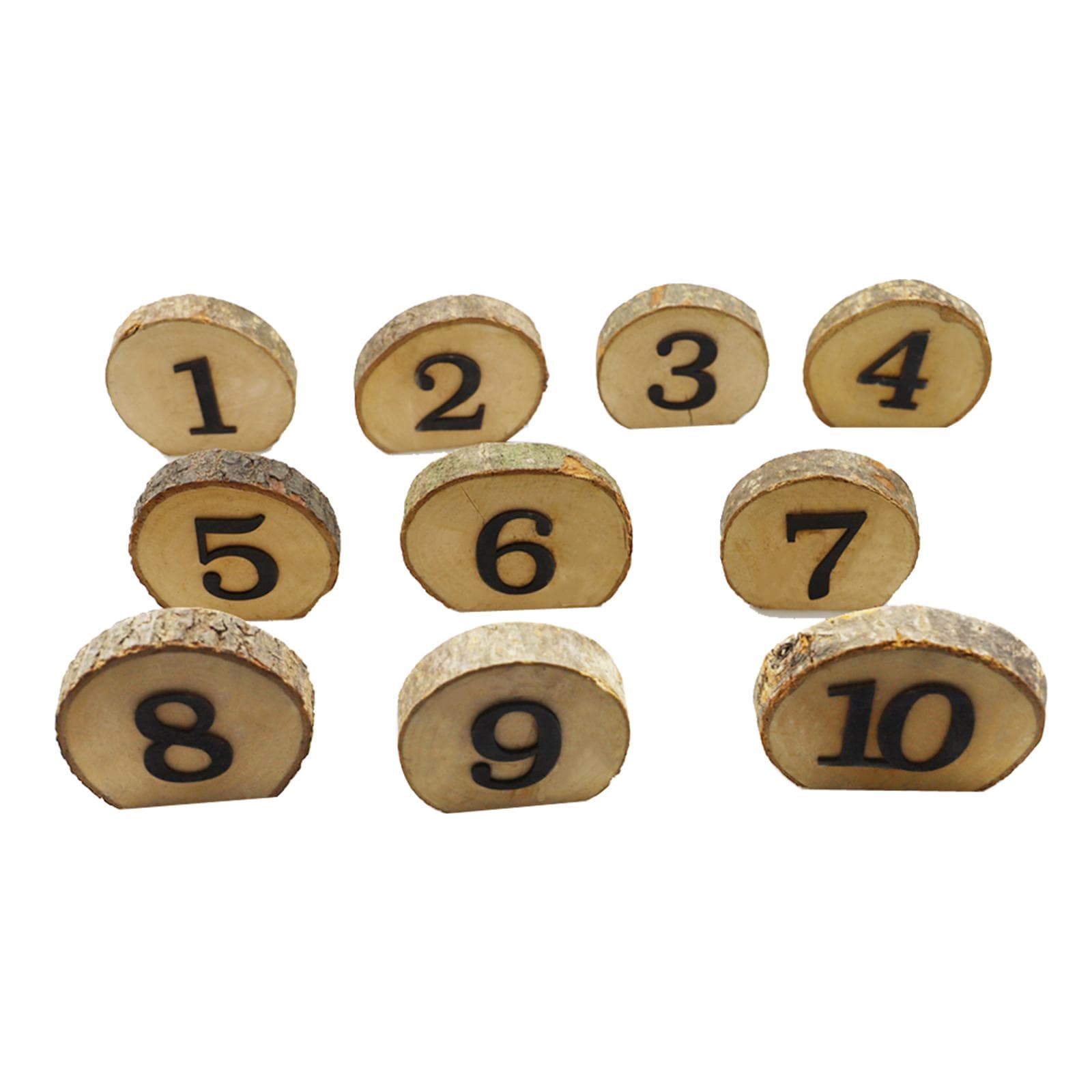 1-10 Wooden Table Number Rustic Party Wedding Decoration Number Blocks for Wedding Reception and brown