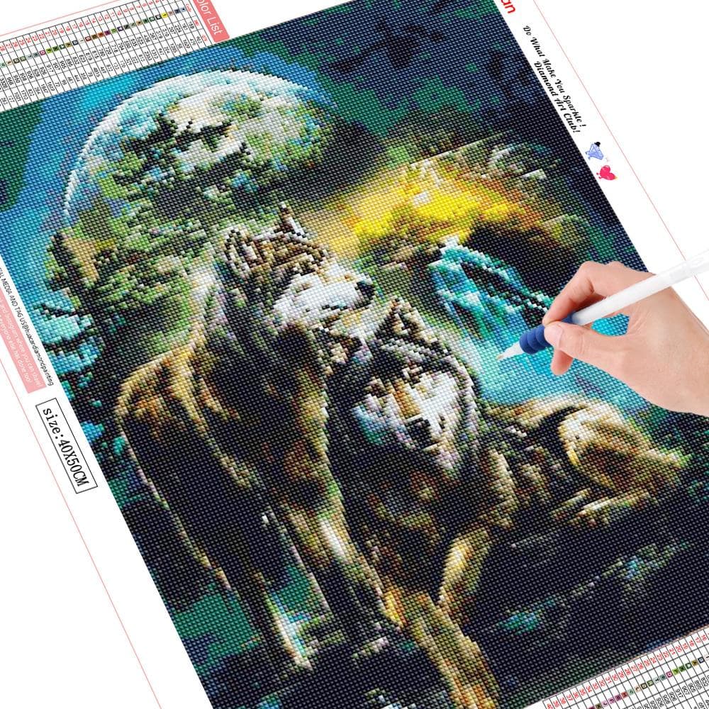 Diamond Embroidery Wolves Diamond Painting Full Round Arrival Animals Diamond Mosaic Pictures 20X30