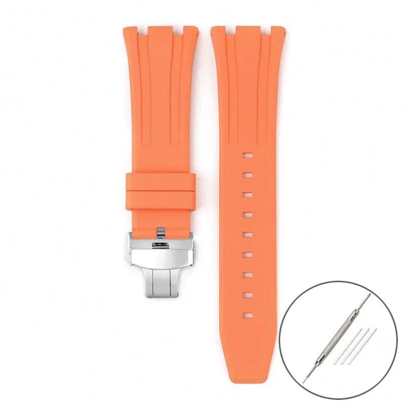 Fluoro Rubber Strap for Audemars Piguet Royal Oak 15400 15500 26331 Butterfly Buckle Men Soft FKM Replace Watch Band for AP 26mm 26mm