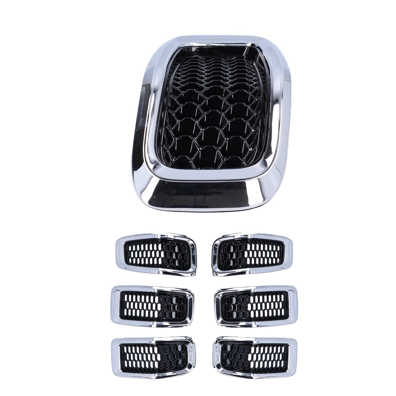 7pcs Front Grille Inserts Grill Guard Trim Accessory Fit for Jeep Cherokee 20142018Chromeplate