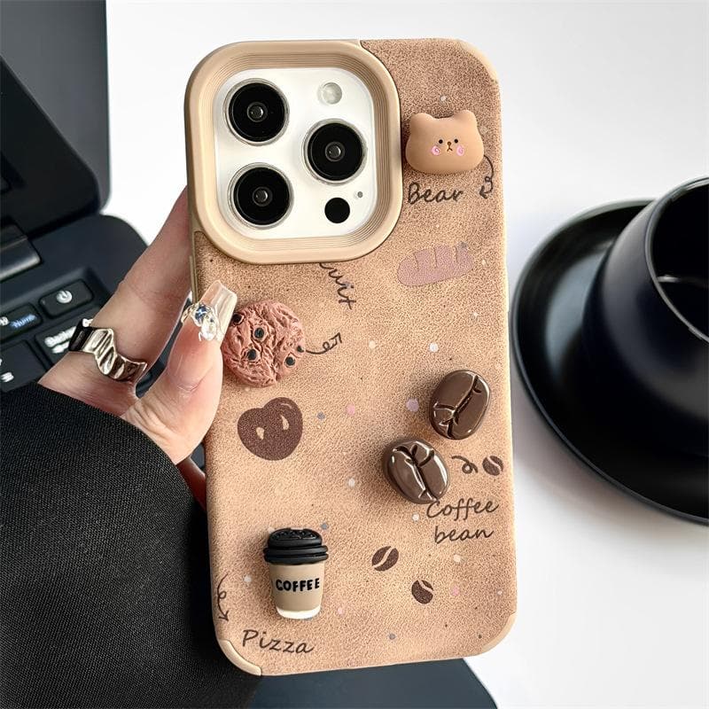 Brown Three-dimensional Biscuit Bear Suitable for Iphone14/15promax Apple 16 Mobile Phone Case Niche 12/13p Apple 11