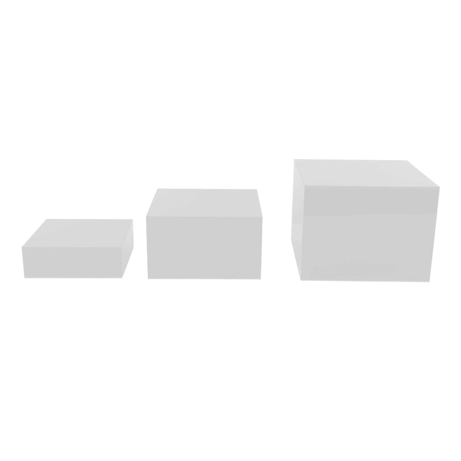 3Pcs Acrylic Risers Display Stands Cubic Nesting for Dessert Table Buffet Tables Food Transparent white
