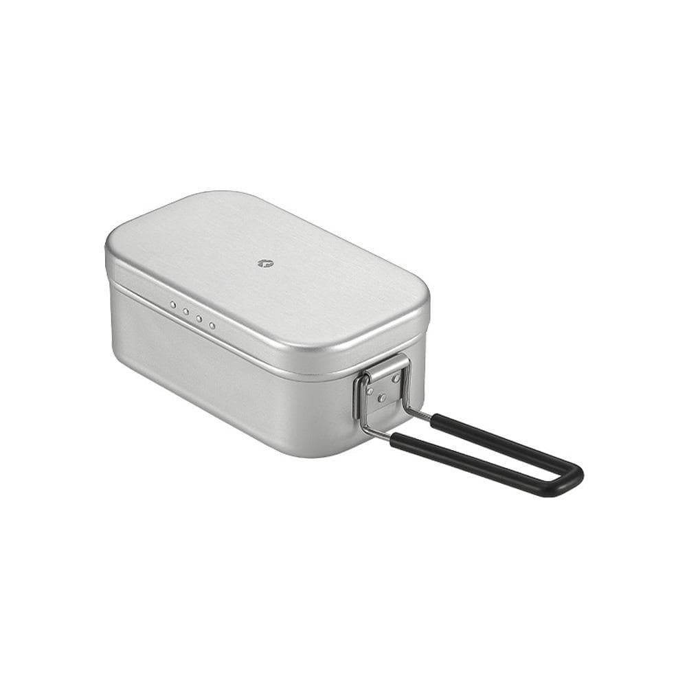 Camping Lunch Box Folding Handle Aluminum Camping Bento Container Camping Picnic Cookware 650ml S white