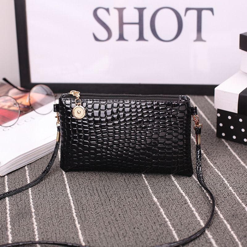 Crocodile Pattern Women Fashion Shoulder Bag Tote Messenger Zipper Satchel Handbag 1pc black