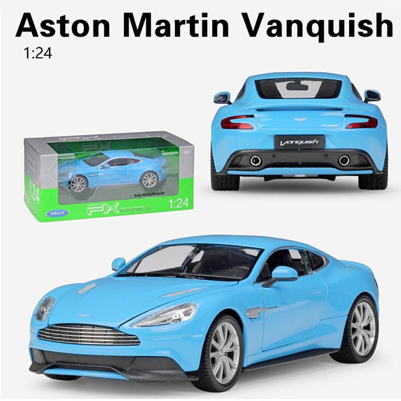 1/24 Scale WELLY Aston Martin Vanquish Alloy Car Model Diecasts Metal Toy Vehicles Car Model High Simulation Collection Childrens Gifts 1/24-18x8x5cm blue