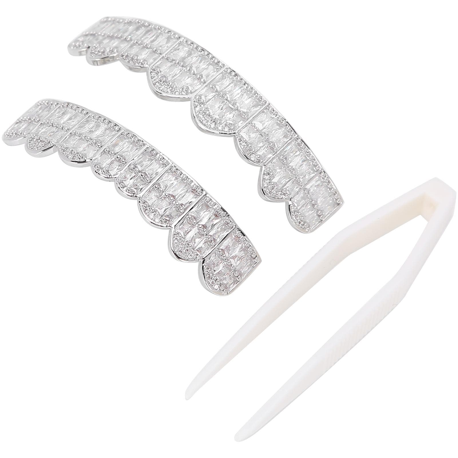 Teeth Set Hip Hop Teeth Grills Iced Out Teeth Decoration for Men Women silver