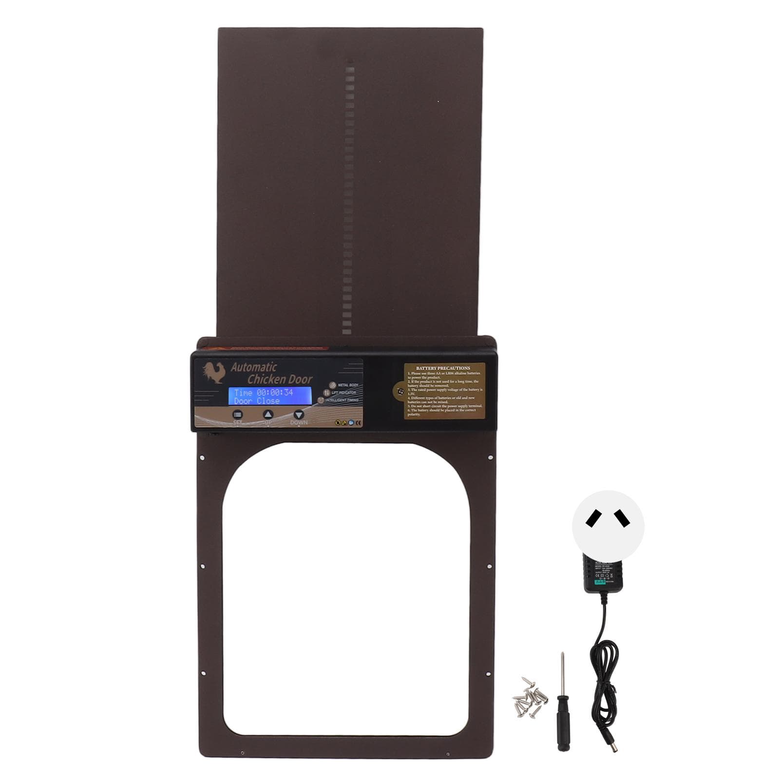 Automatic Chicken Coop Door IP45 Waterproof Programmable Aluminum Chicken Coops Door with Timer for brown