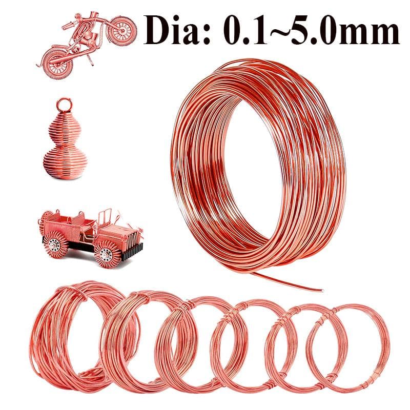 0.1mm-5mm 99.99% Red Copper Wire Copper Coil Conductive Copper Wire Superfine Copper Wire Conductive Copper Wire 0.2mm - 10m (W/Spool)
