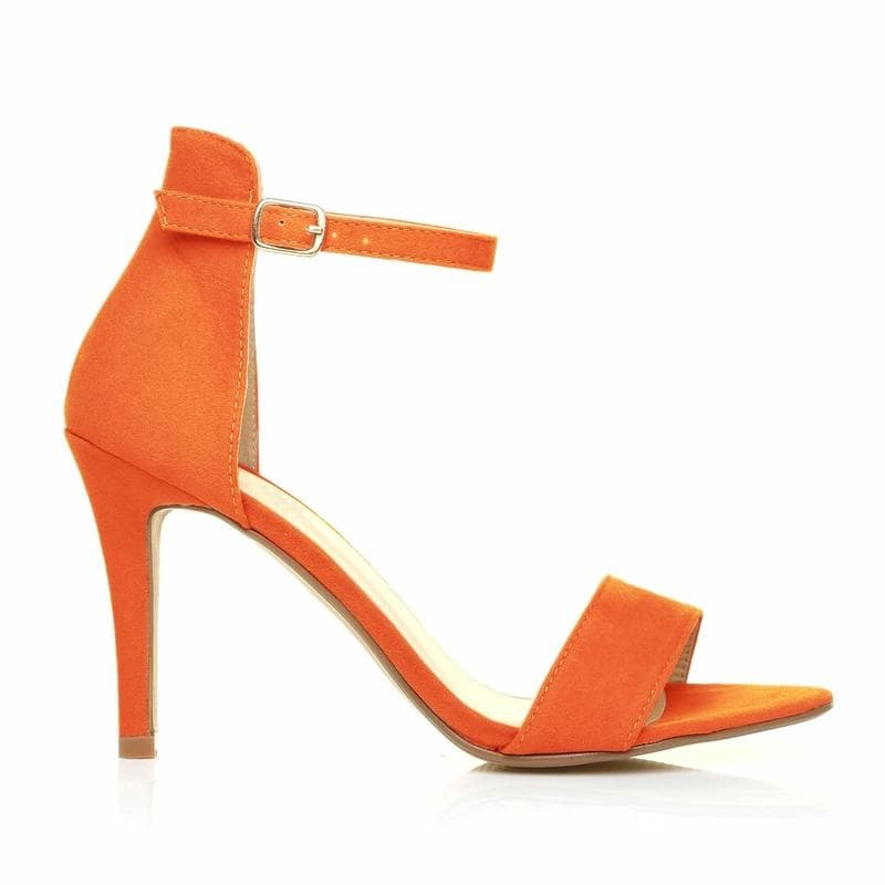 Ladies Womens Suede Mid High Heel Sandal Peep Toe Summer Casual Ankle Strap Shoes shoe 36 orange