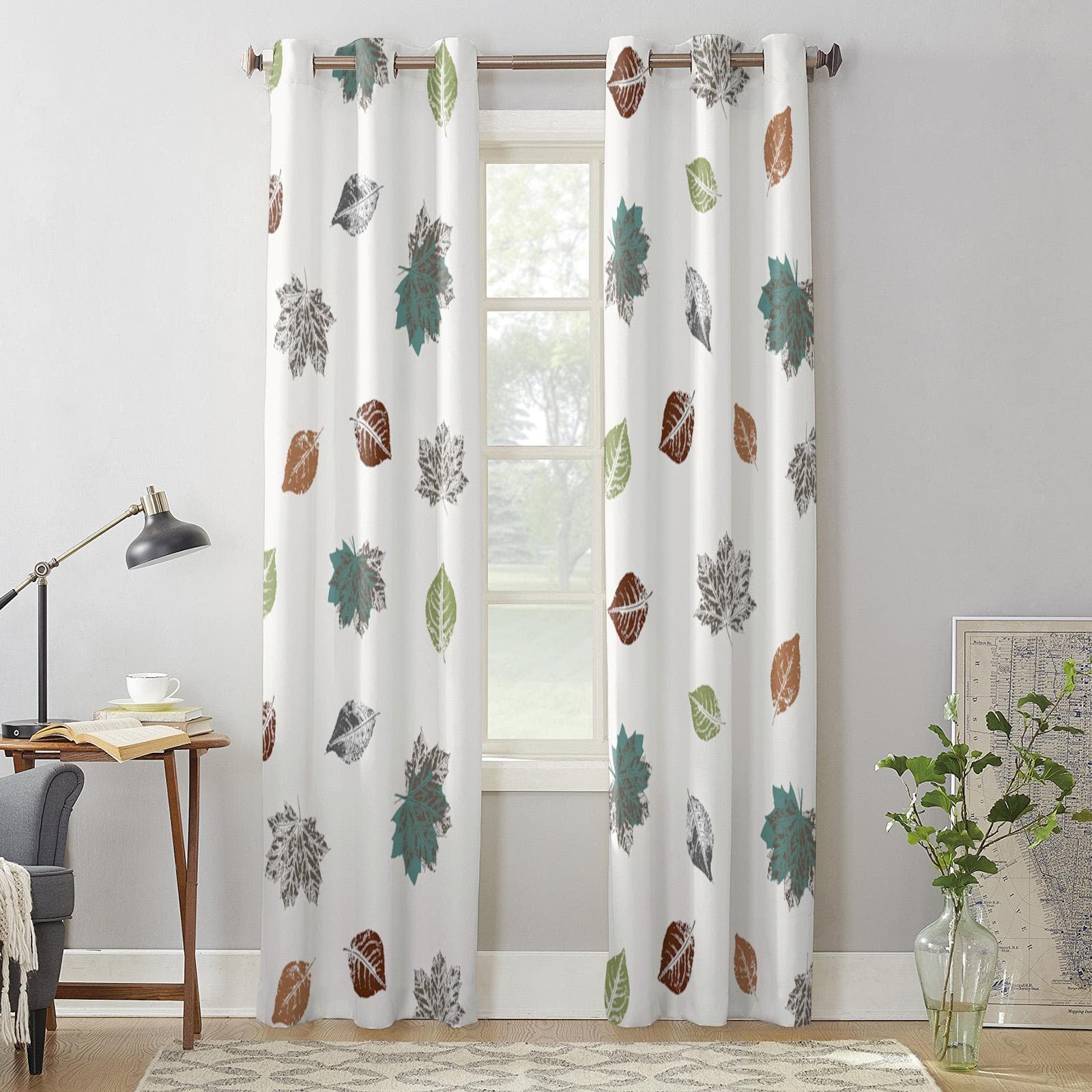 Leaf Abstract Deciduous Curtains for Bedroom Living Room Window Curtain Treatments Blinds Kitchen Home Decor Drapes 135W x 60H(cm) x1
