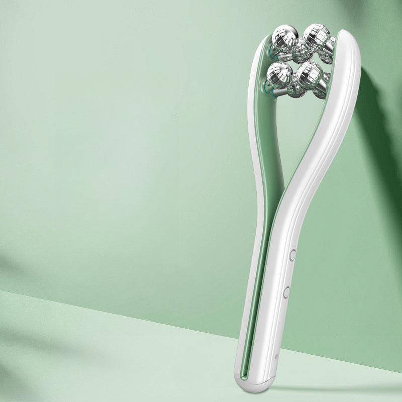 V-shaped Roller Facial Massage Beauty Instrument, Small V-face Lifting and Tightening Double Chin Micro-current Artifact Massager green