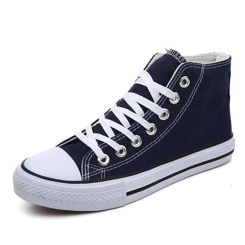 Men's/women's High-top Canvas Shoes Couple Shoes Trend Wild Shoes Fashion Denim Shoes Sneakers Men 35 blue