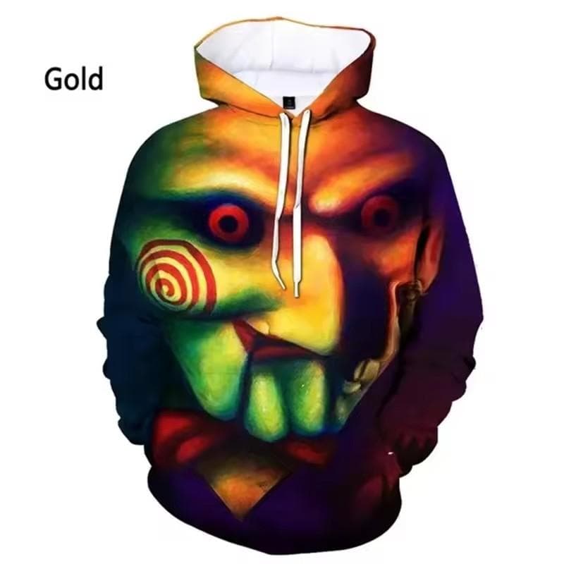 3D Print Men Hoodies Billy Is A Puppet - Saw Horror Movie Scary Character Jigsaw Killer Sweatshirt Casual Pullovers Hooded M