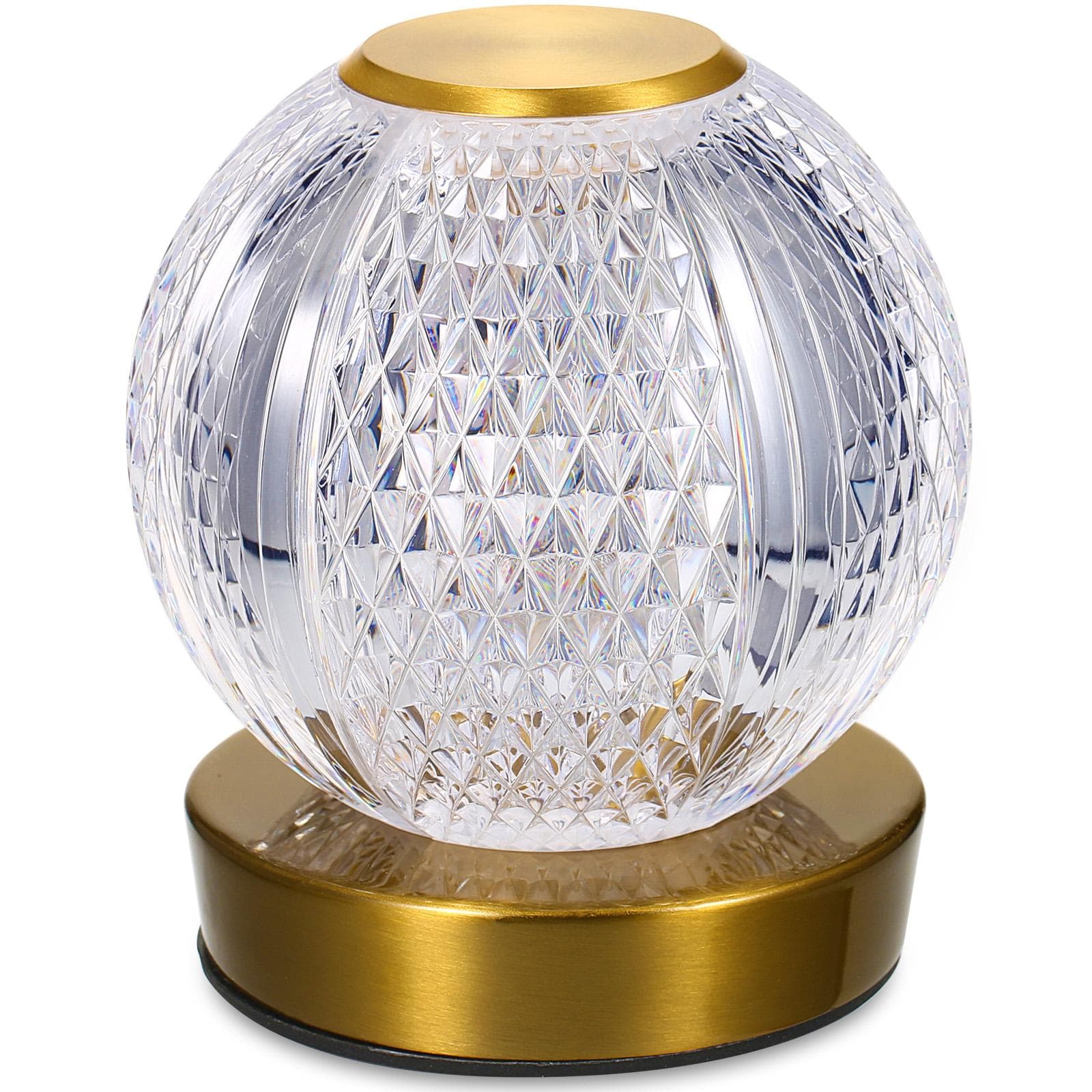 Crystal Metal Bedside Lamp Cordless Table Lamp Touch Control Desk Lamp 3 Light Colors 3 Light Colors
