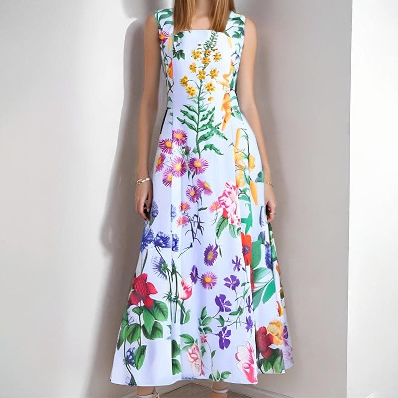 Spring New Women's Fashion Sexy Printed Backless Straps Big Sway Dress 3XL white