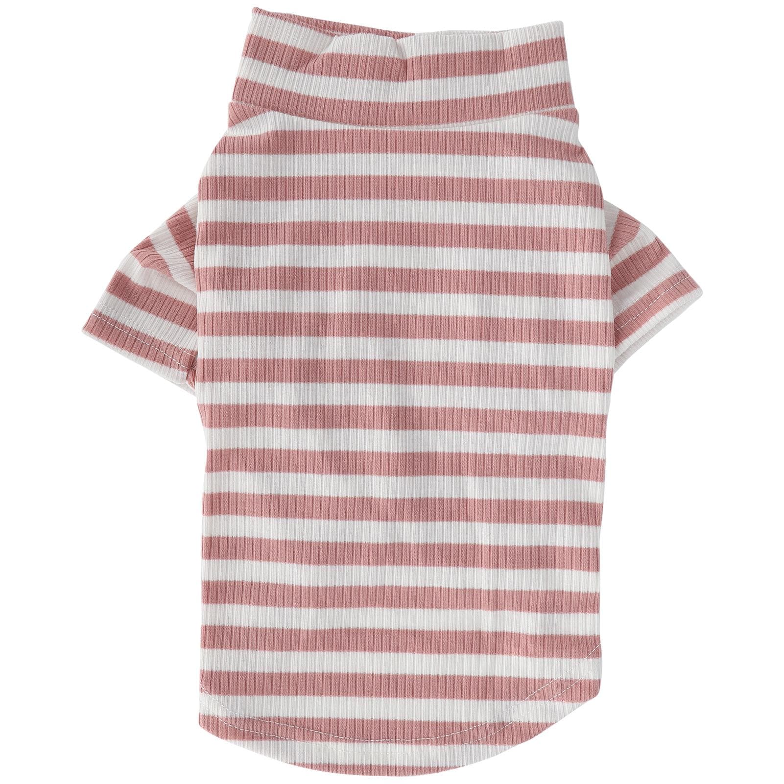 Pet Cotton Striped Shirt Dog Little Pig Cat Breathable Tee Shirts Soft Puppy ClothesPink and White XL