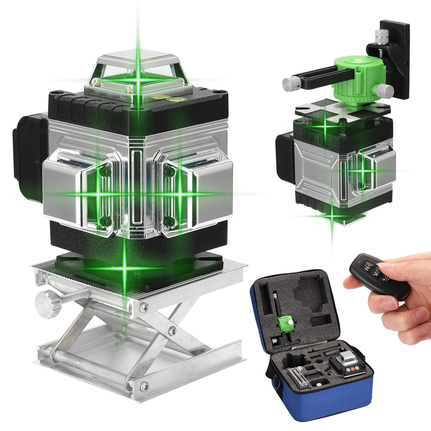 Multifunctional 16 Lines Laser Level 3 degrees Self-leveling Function Leveling Tool Omnidirectional Ground EU Plug multicolour