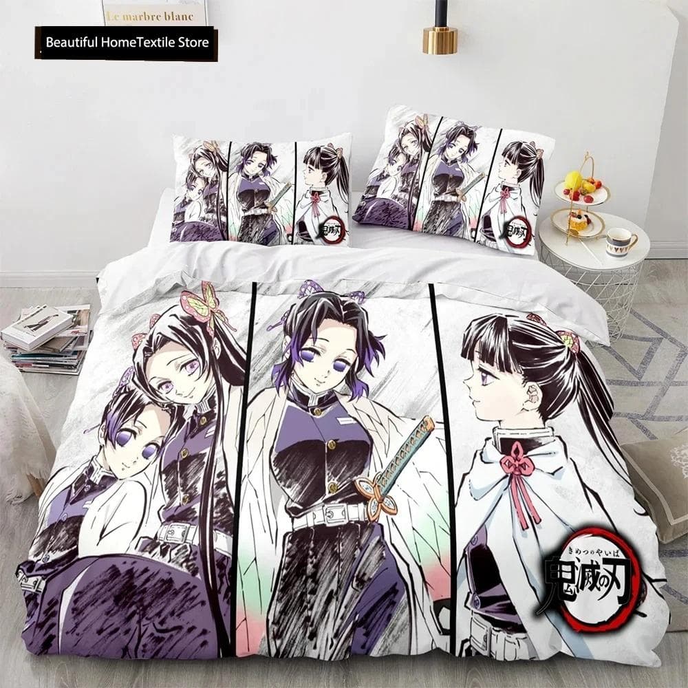 Demon Slayer 3d Bedding Set Anime Duvet Cover Pillowcases Single Twin Full Queen King Size Boys Girls Boys Gift Home Decor US Twin 173x218cm