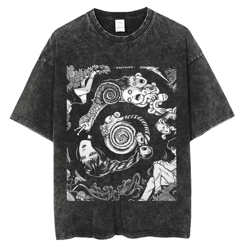Oversize Acid TShirt For Men Women Thriller Comic Graphics TShirt Washed Kawakami Tomie Anime Top Tees Streetwear 2XL