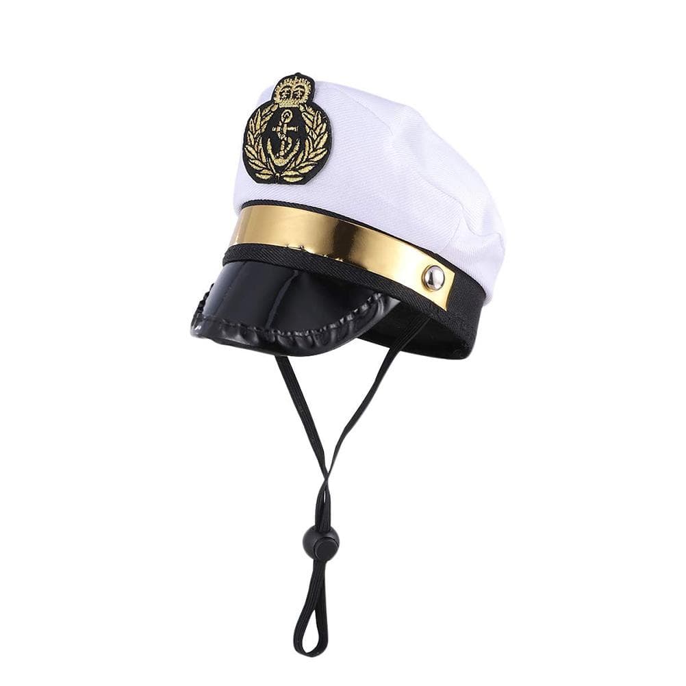 Halloween Captain Sailors Hat White Captain Hat Dog Cat Puppy Sailor for Halloween Party Cosplay