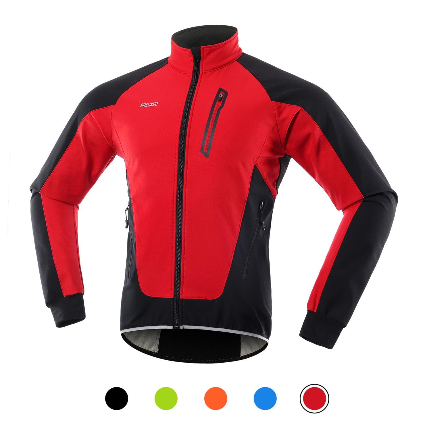 Men Cycling Jacket Waterproof Windproof Thermal Fleece Bike Jersey MTB Bicycle Riding Running S red