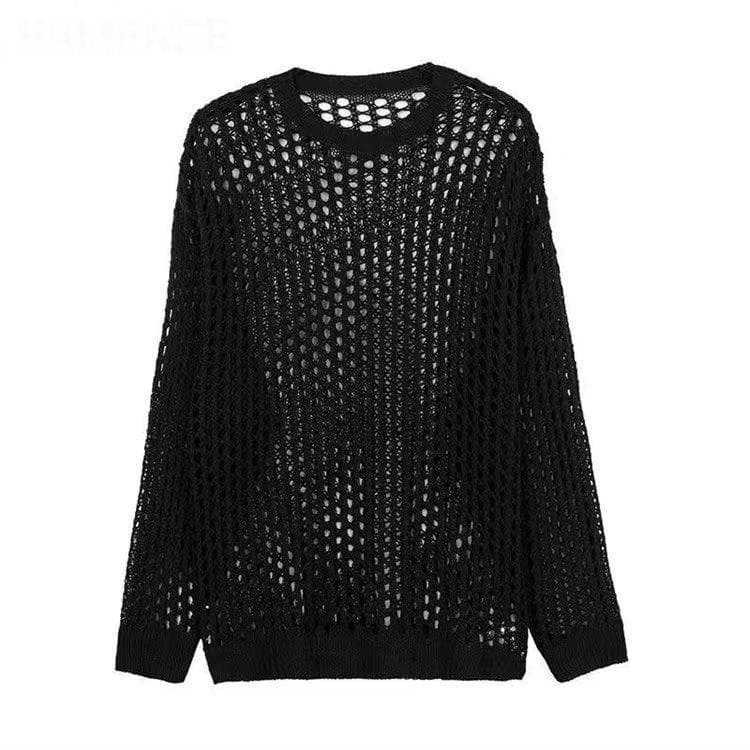 2024 Autumn Unisex Multi-Color Knit Sweater – Loose, Hollow, Mesh Round Neck Top 2XL