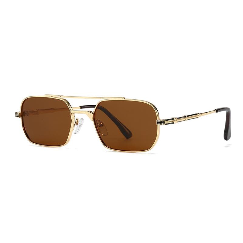 New European American Style Men's Aviator Sunglasses Retro Double Bridge Metal Square Frame Ready Stock 14114