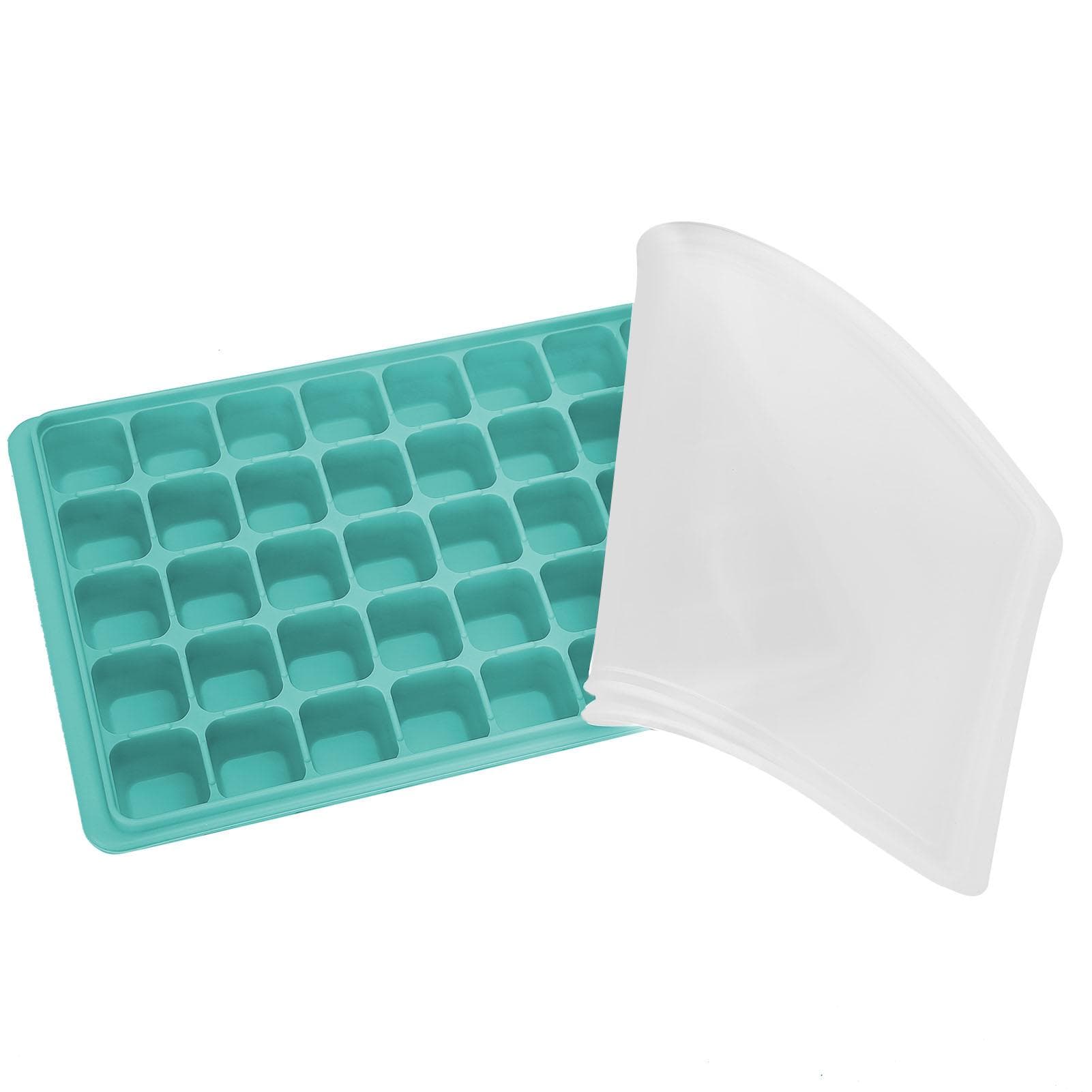 Ice Cubes Tray Molds Reusable 40 Cavity Silicone Ice Cubes Molds with Covers for Home Kitchen green
