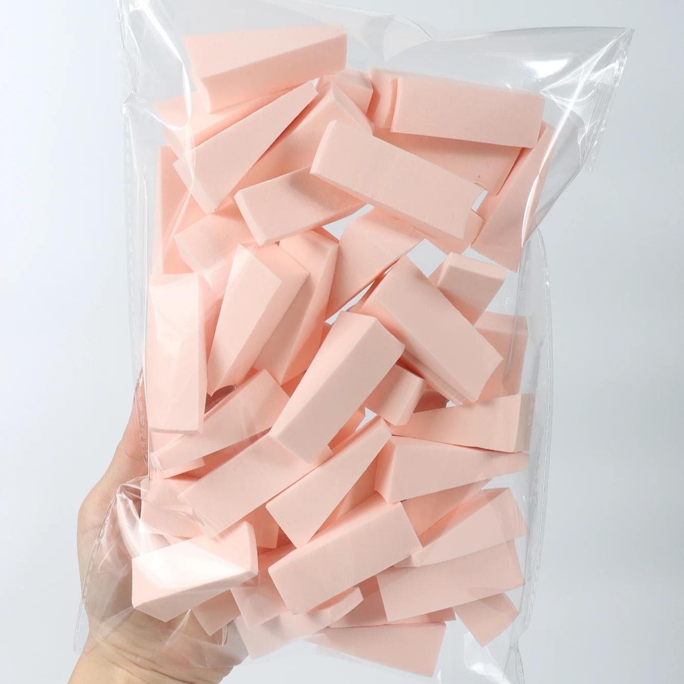 50Pcs/set Facial Mixed Makeup Sponge Latex Free Small Wedge-Shaped Smooth Application Beauty Sponge light pink