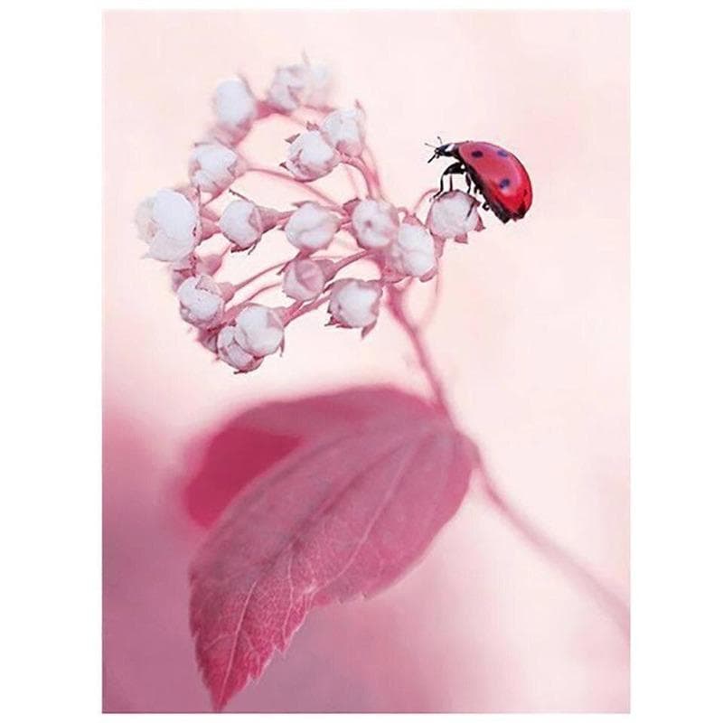 Full Drill Cross Stitch Home Decor Diamond Coccinella Flower Picture Embroidery Painting 20X30CM