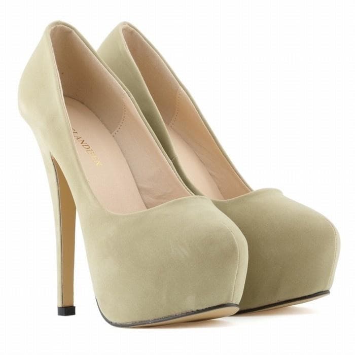Big Size High Heels Cross-dresser Unisex Men's Hot Drag Queen Party Court Shoes Flock Concealed Pumps Platform Pointed Toe Plus SM Gay Shoes 44 nude